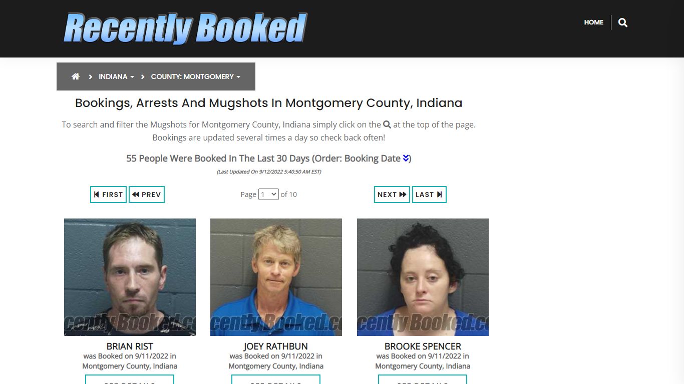 Bookings, Arrests and Mugshots in Montgomery County, Indiana